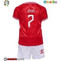 Otroške Nogometnih dresov Danska Mathias Jensen #7 Domači EP 2024 Kratki rokavi (+ hlače)